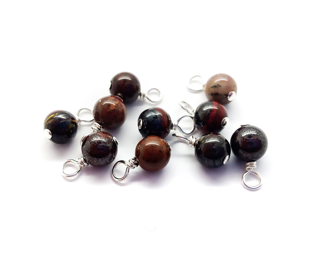 Tiger Iron 6mm Dangles, Gemstone Bead Charms, 10 pieces, Adorabilities